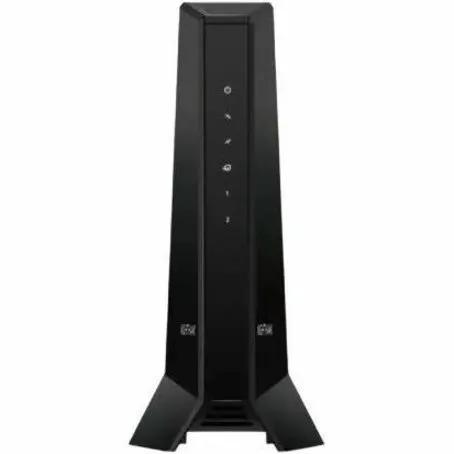 NETGEAR Nighthawk CM2500 gigabit modem gateway in black, vertical tower design