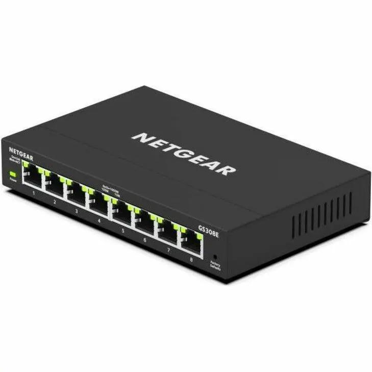 NETGEAR ProSafe GS108 8-Port Gigabit Unmanaged Switch, black with green LEDs