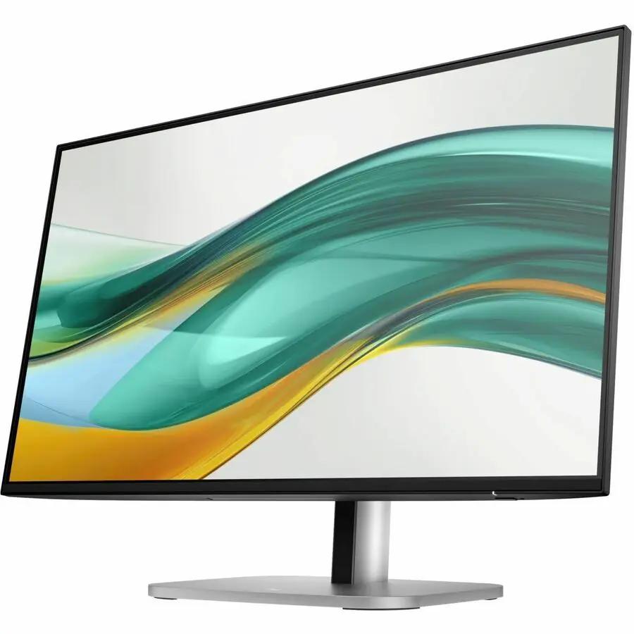 HP 524pf 24-inch Full HD LED monitor with black bezel on a silver stand.