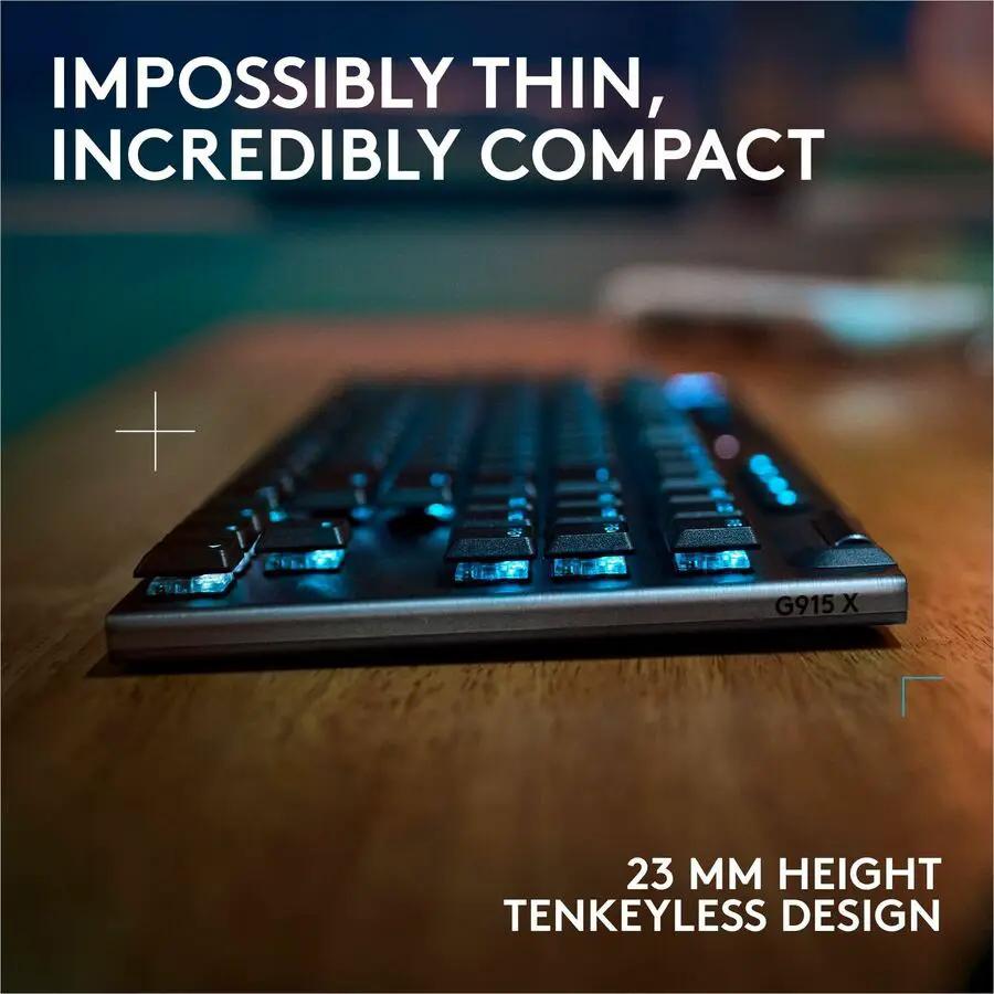 Logitech G915 X LIGHTSPEED TKL Low-Profile Wireless Gaming Keyboard, Double-Shot PBT Keycaps, Fully Programmable Keys, RGB Backlighting, Sleek Aluminum Finishing, GL Red Linear - PC/Mac