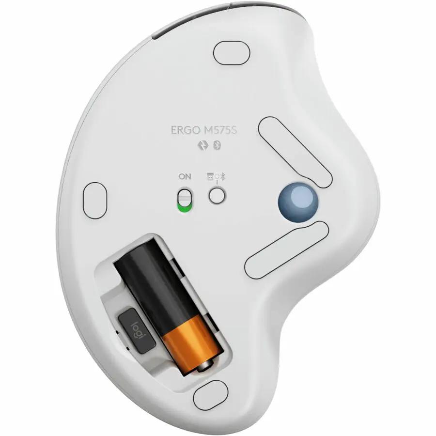 Logitech ERGO M575S Wireless Trackball Mouse, Wireless Ergonomic Mouse, Comfortable Thumb Control, Precise Tracking (Off-white+Blue Ball)