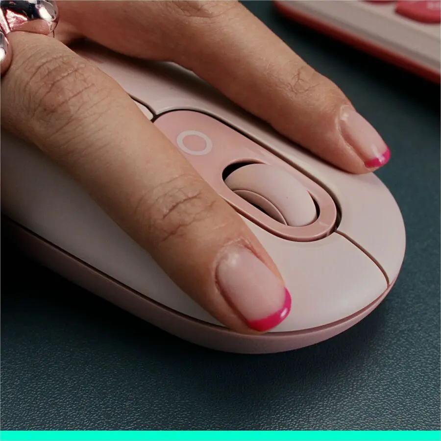 Logitech POP Mouse, Compact and Portable Wireless Bluetooth Mouse With Programmable Buttons and Quiet Clicks, Easy-Switch Between up to 3 Devices, Rose