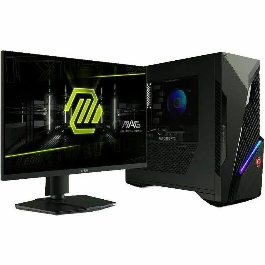MSI MAG 274CXF 27-inch curved gaming monitor with 280Hz refresh rate alongside a desktop PC