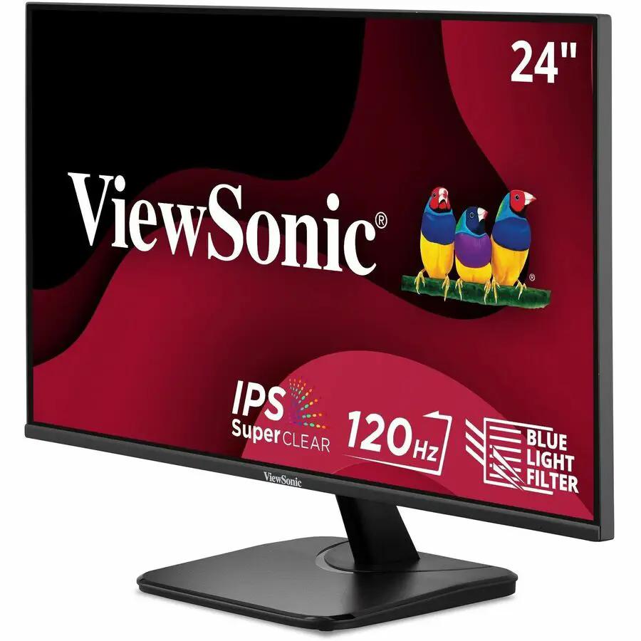 ViewSonic VA2456A 24-inch IPS monitor on black stand against white background, 120 Hz