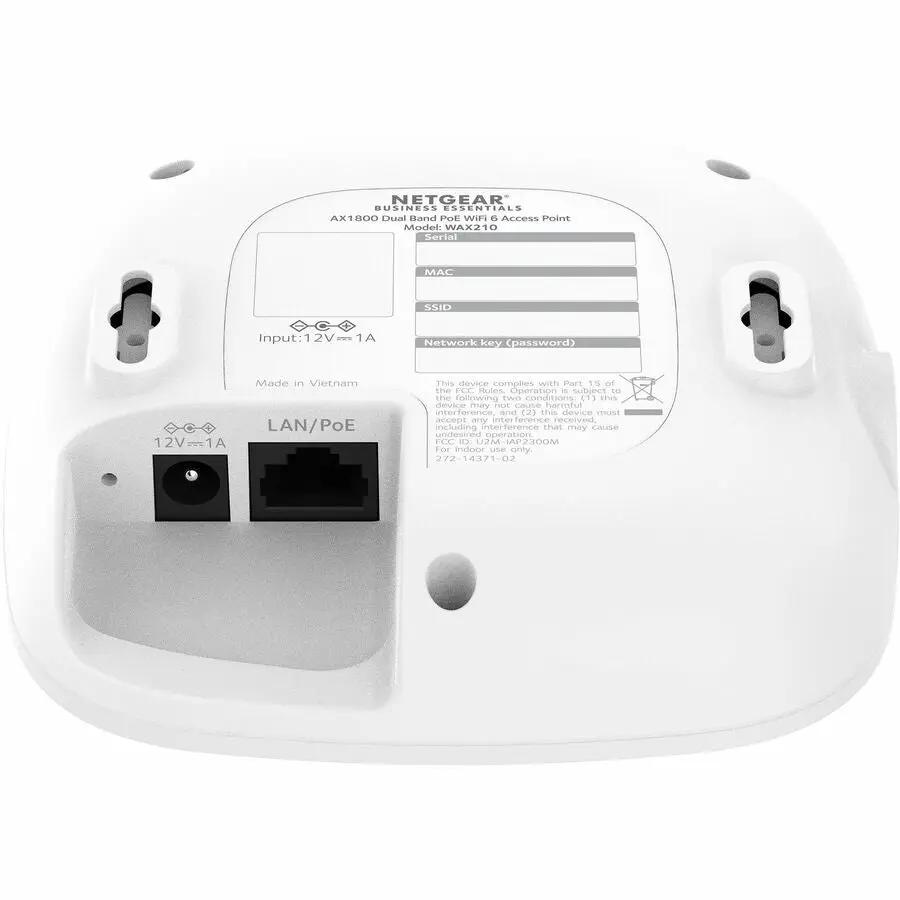 Netgear WAX210 Dual Band Wi-Fi 6 IEEE 802.11 a/b/g/n/ac/ax/e 1.80 Gbit/s Wireless Access Point - Indoor