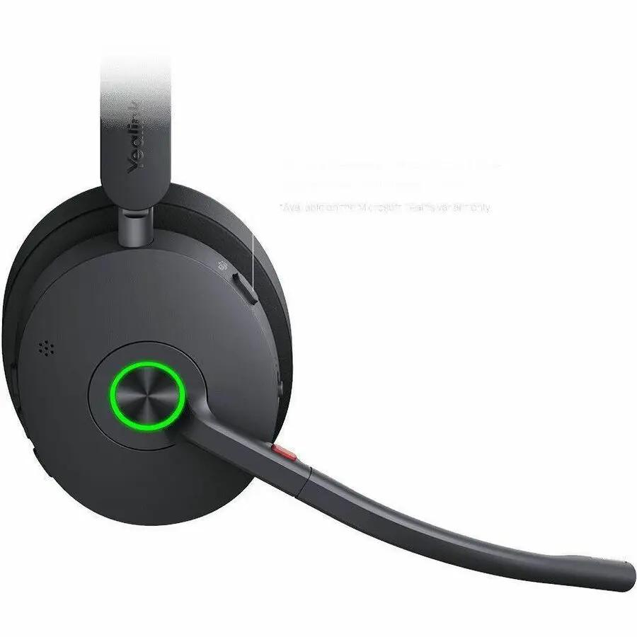 Yealink BH74 UC USB-C headset; dark gray with green LED ring on the ear cup