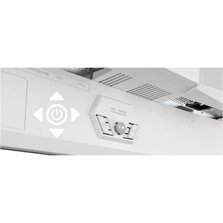 MSI MPG 321URXW 32-inch white 4K UHD QD-OLED gaming monitor back panel with control dial