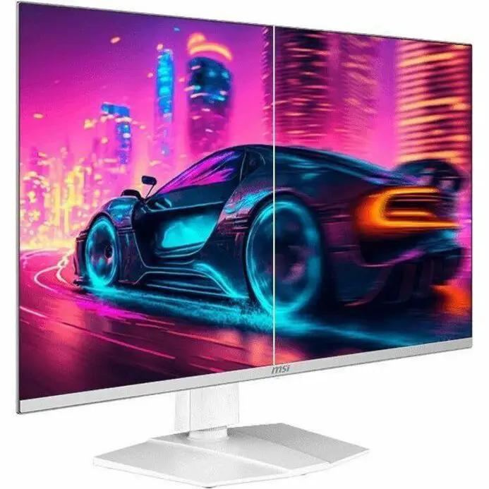 MSI MPG 321URXW 32-inch QD-OLED 4K UHD gaming monitor with white stand