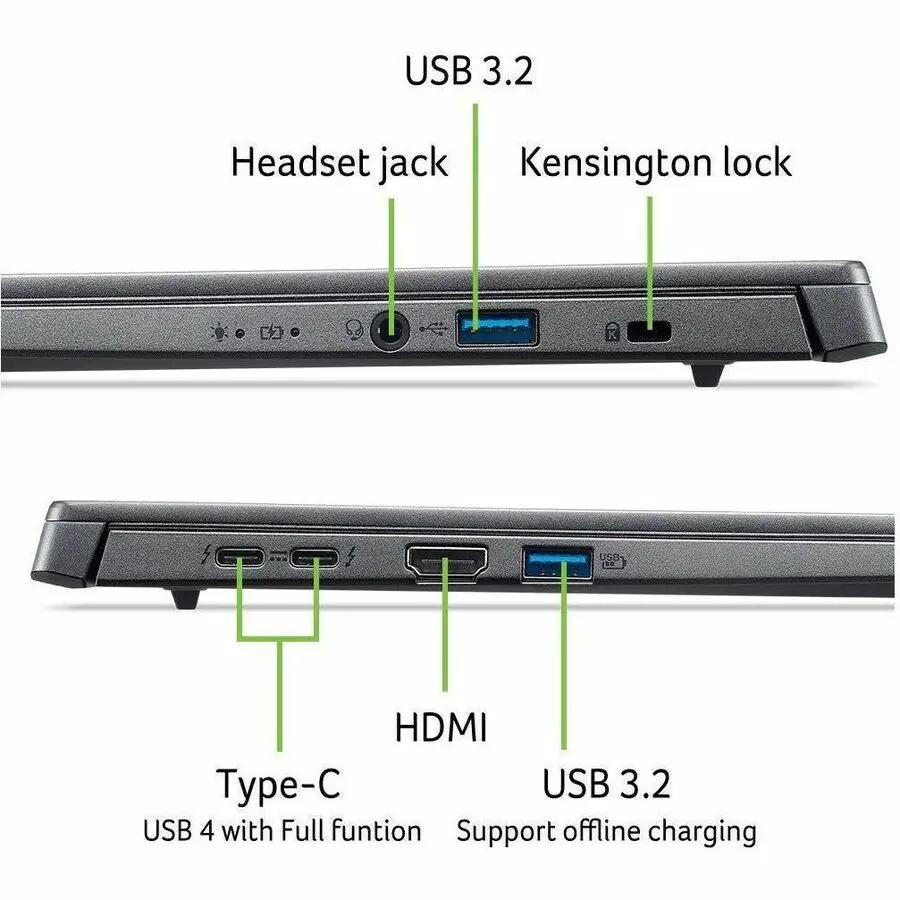 Acer Aspire 14 Notebook laptop in gray with USB-C, HDMI and USB 3.2 ports