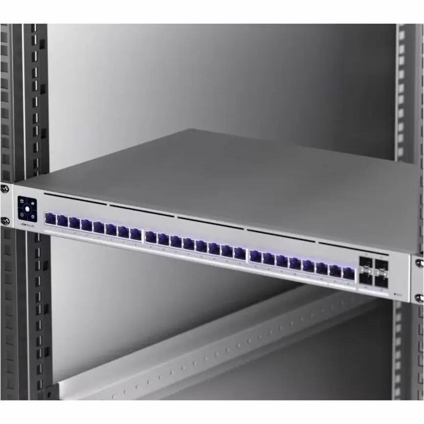 Ubiquiti UniFi Pro HD 24-port SFP+ managed switch in a silver rack-mount chassis