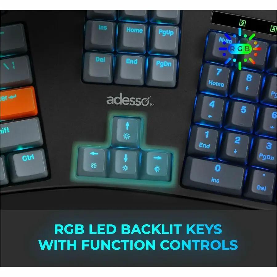 Adesso Easy Touch 1500 Ergonomic Mechanical Keyboard with Cherry MX Red Switch