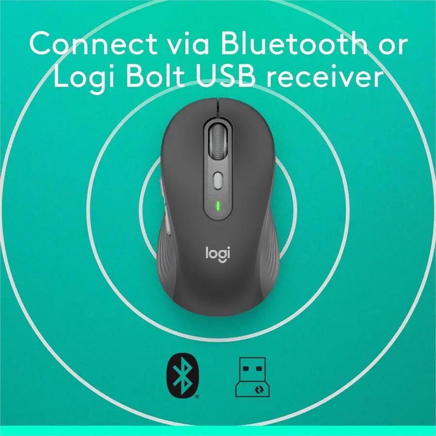 Logitech Signature Plus M750 L Wireless Mouse - For Large Sized Hands, SmartWheel Scrolling, Bluetooth Connectivity, Multi Device, 24-Month Battery, Silent Clicks, Customizable Side Buttons, Contoured Shape