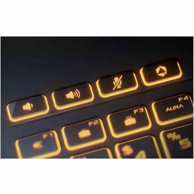ASUS TUF Gaming Laptop keyboard with orange backlit keys