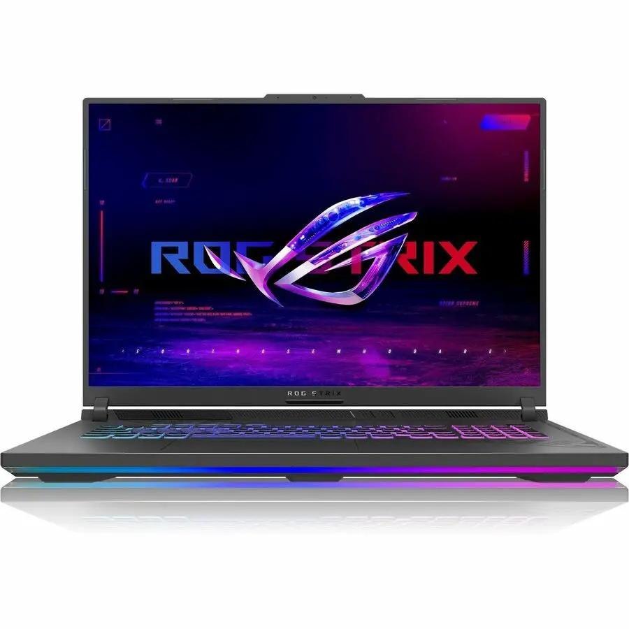 ASUS ROG Strix G18 gaming laptop with RGB keyboard lighting, Ryzen 9 7940HX, 16GB RAM, 1TB SSD