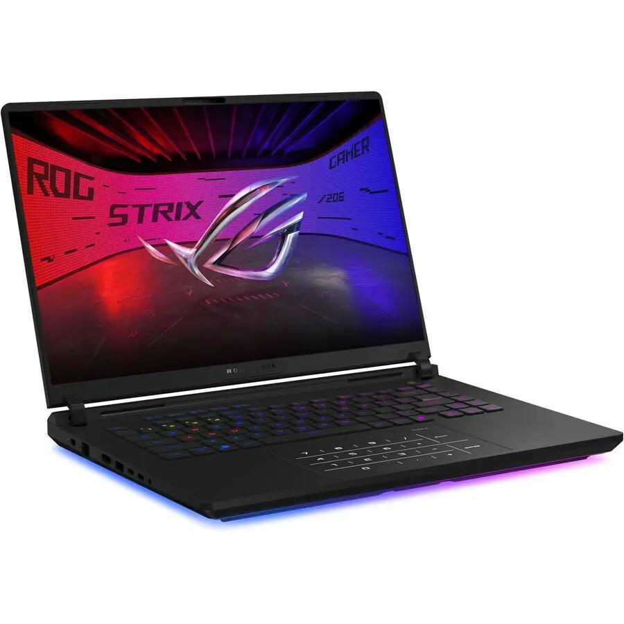 ASUS ROG Strix Scar 16 gaming laptop with black chassis and RGB keyboard, 2 TB SSD