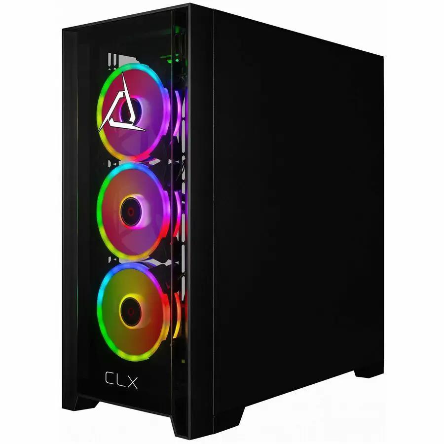 CLX SET Gaming Desktop computer in black mid-tower case with RGB fans