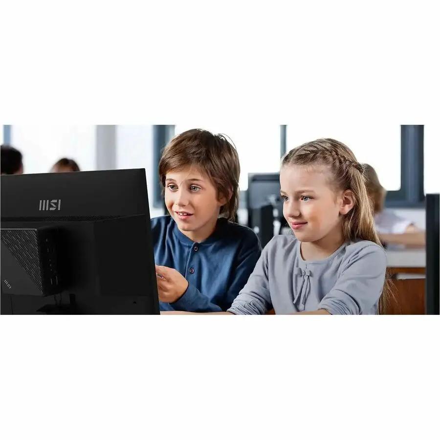 MSI Pro MP225 22-inch FHD monitor in classroom with two kids, black