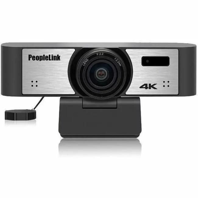 PeopleLink Eagle webcam, black and silver body on a stand with 4K label.