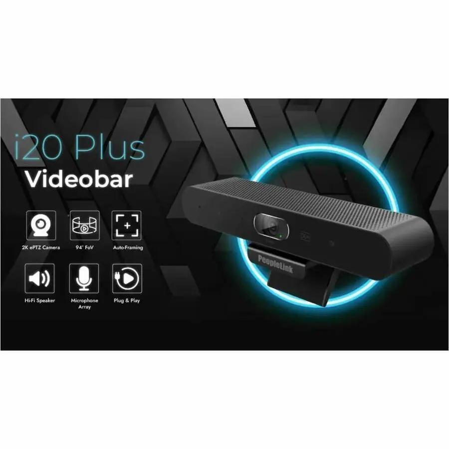 PeopleLink i20 Plus Videobar webcam, black, 4MP, 1-pack