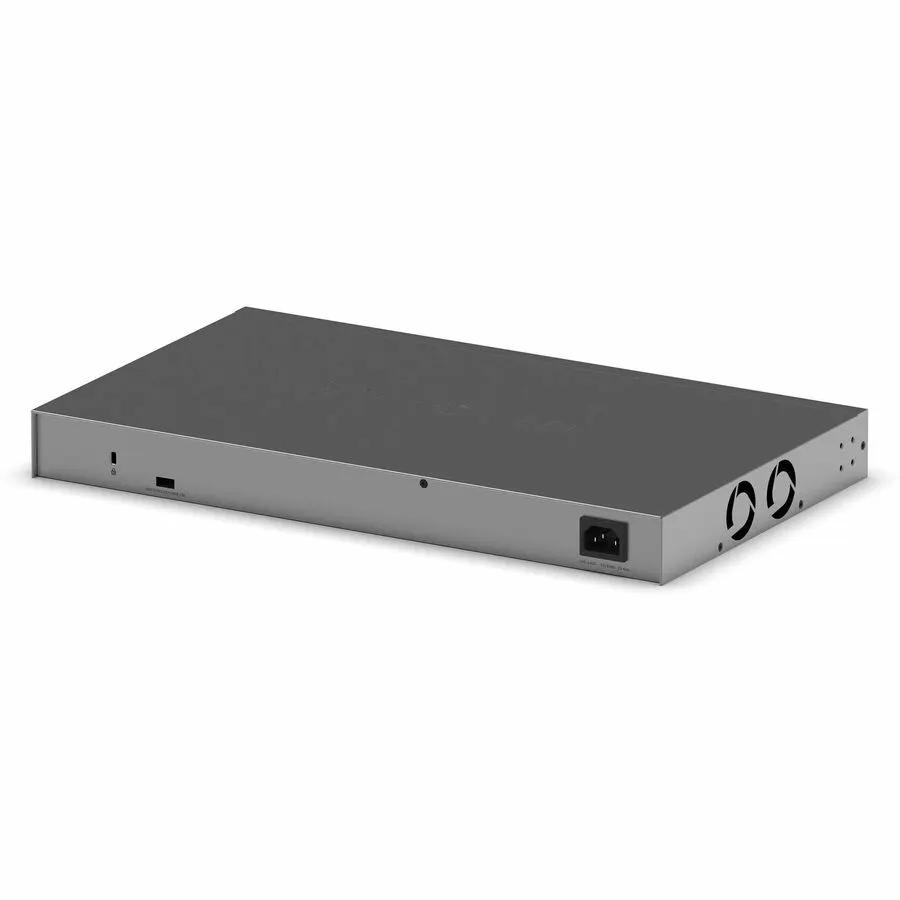 NETGEAR SWTH 24-Port Gigabit PoE+ SFP+ Switch, silver metal chassis, rack-mountable