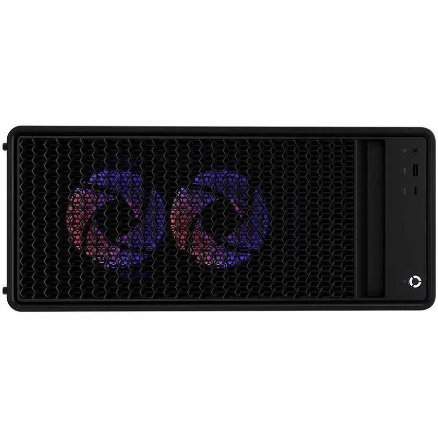 Lenovo Legion T5 gaming desktop with black chassis and RGB-lit dual front fans