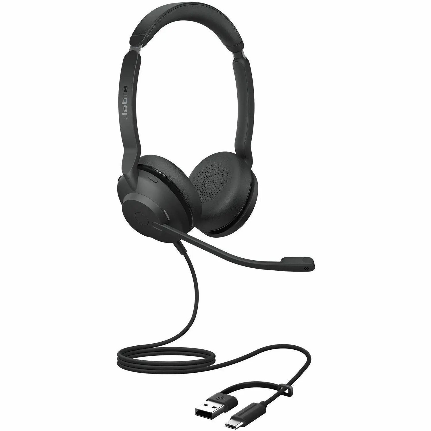 Jabra Evolve2 30 SE headset, black wired over-ear with boom mic