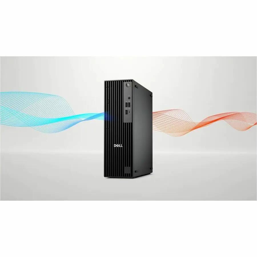 Dell QCS1255 Pro Slim Desktop, black compact tower with front USB ports.