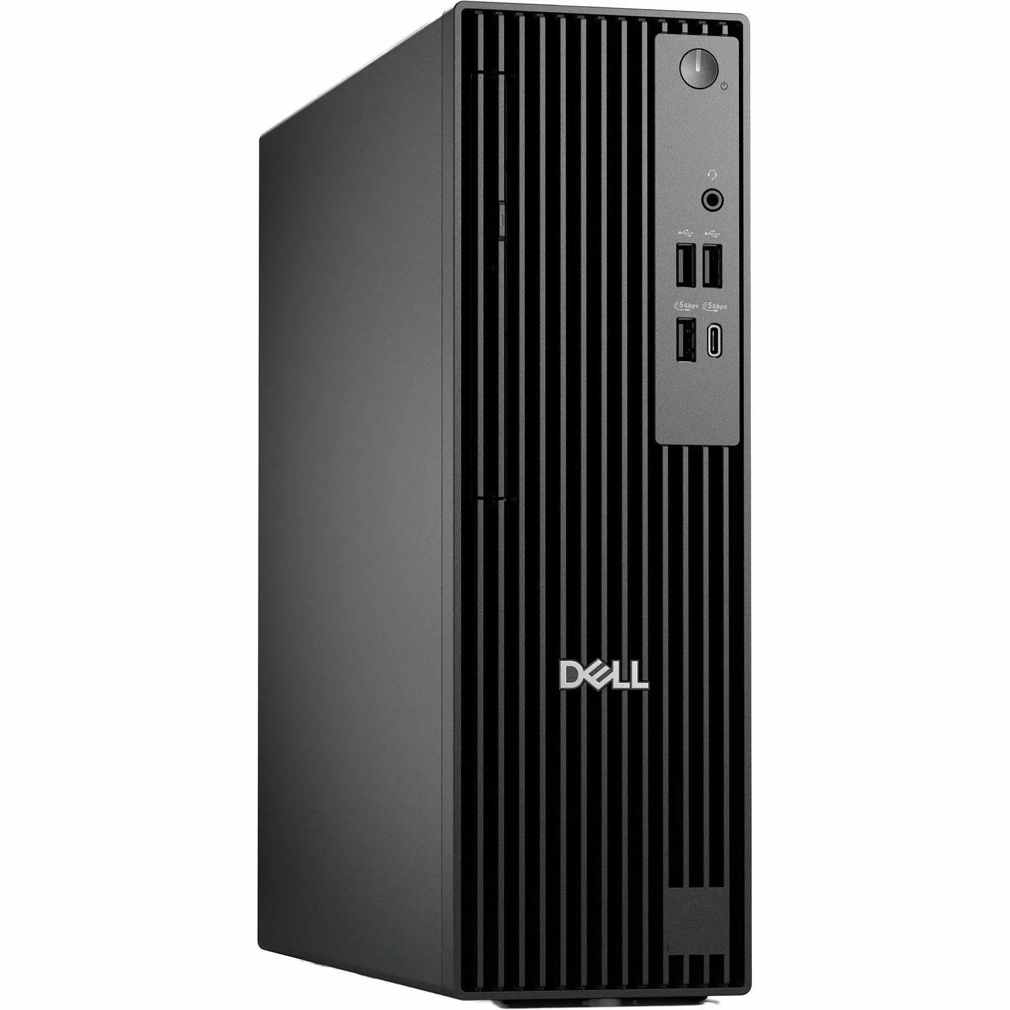 Dell QCS1255 Pro Slim Desktop computer, black tower with front USB ports and power button, Dell logo visible