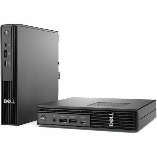 Dell Pro Micro Plus QBM1250 Desktop; two black units, one vertical tower and one horizontal desktop with Dell logo.
