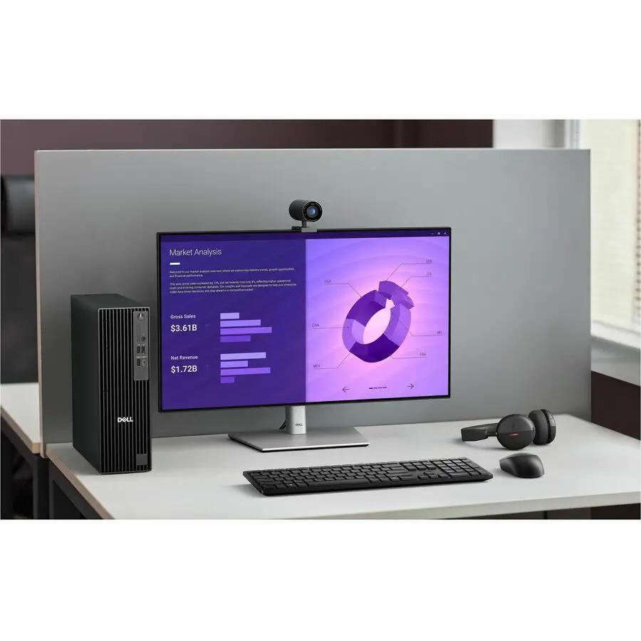 Dell QCS1250 Pro Slim Black Desktop computer in a monitor-ready setup with keyboard and mouse