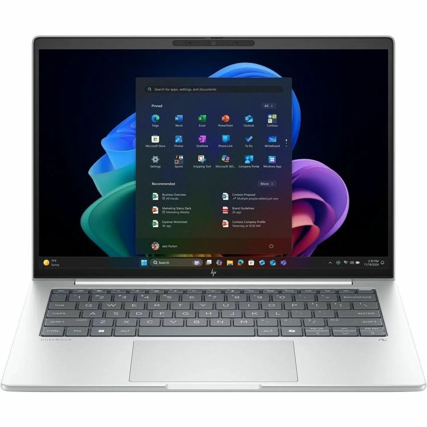HP EliteBook 8 Notebook Glacier Silver aluminum, 16-inch touchscreen, Intel Core Ultra 5, 16 GB RAM, 512 GB SSD