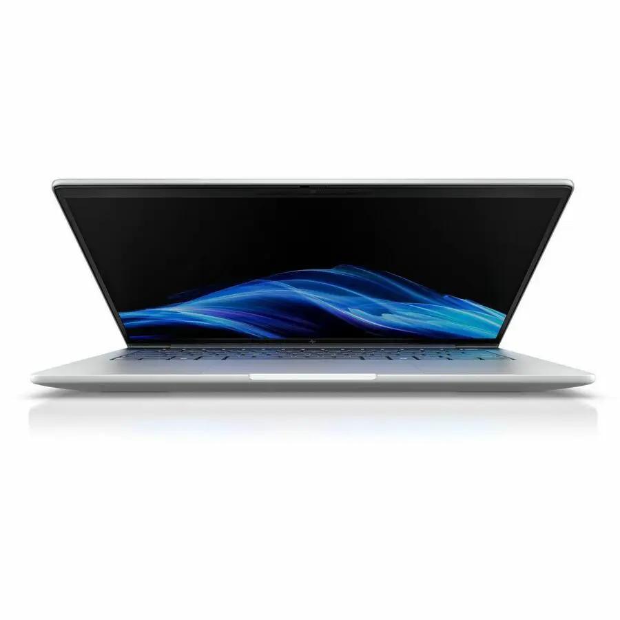 HP EliteBook 8 14-inch Notebook in Glacier Silver, open laptop