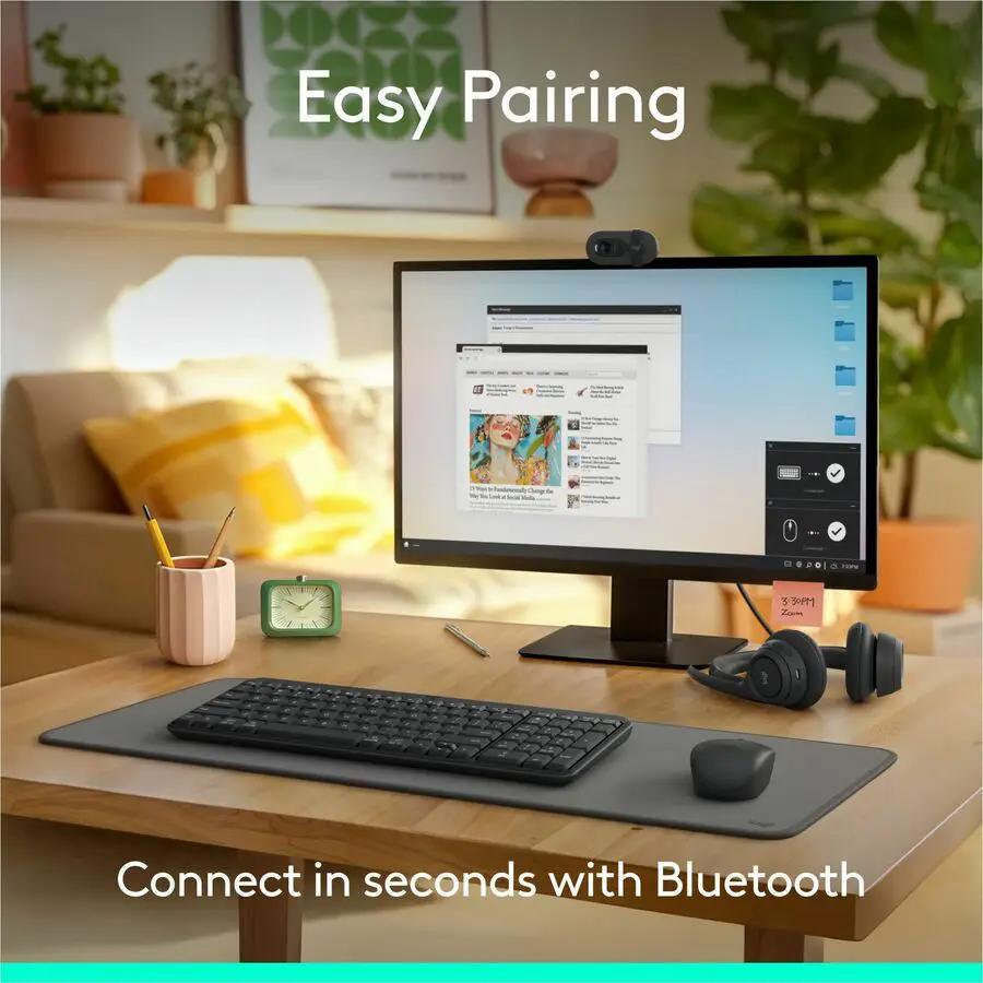 Logitech K250 Bluetooth Keyboard with Numpad, Easy Connectivity, Compact Wireless Keyboard made with Recycled Plastic, Spill-Resistant, comfortable Keys (Graphite)