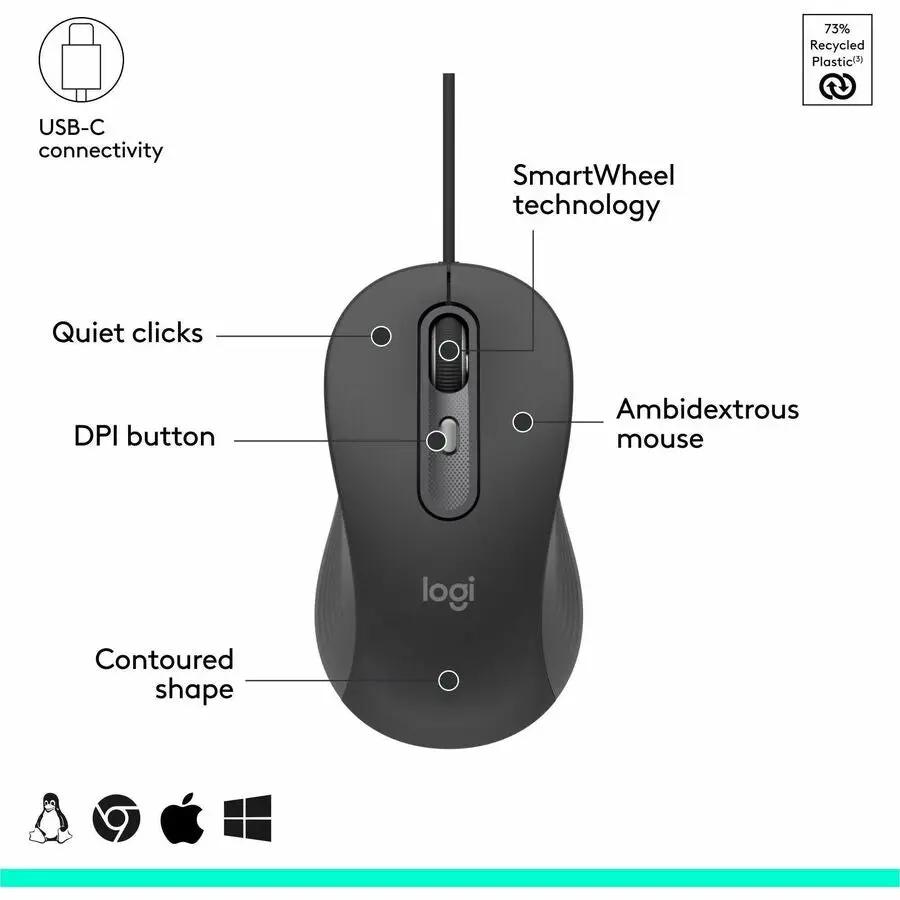 Logitech Signature Slim Wired Combo MK625 for Business, Optical Wired Mouse, Full-Size Keyboard, Plug-and-Play, Graphite