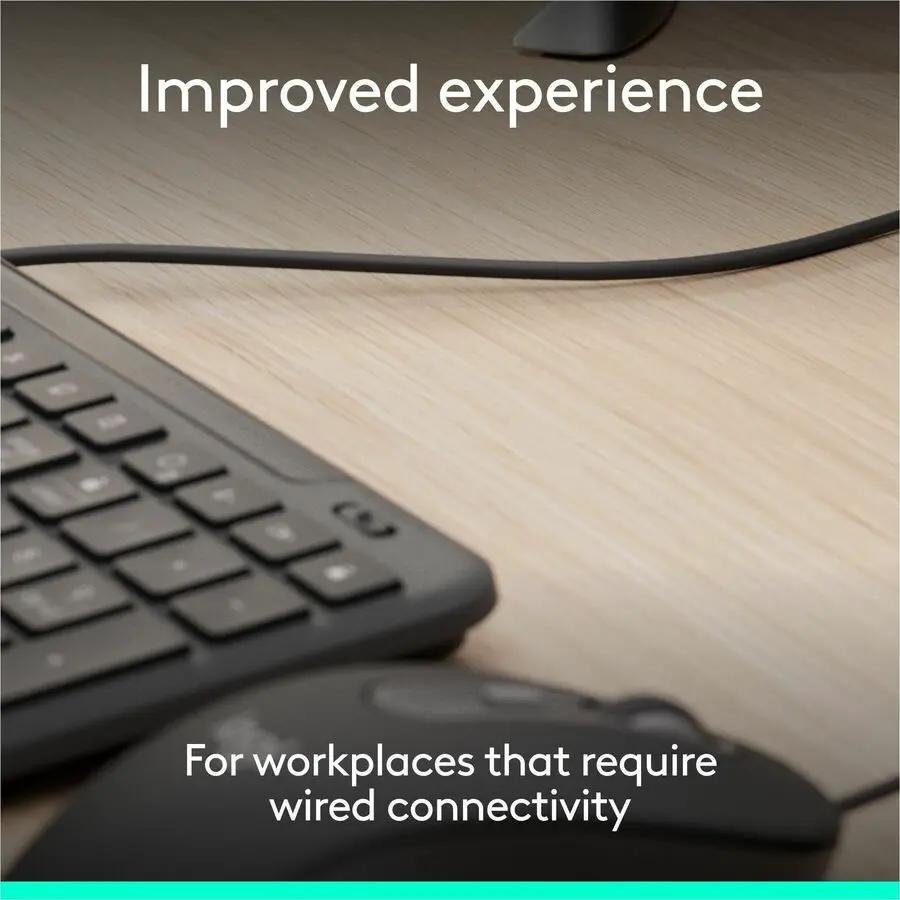 Logitech Signature Slim Wired Combo MK625 for Business, Optical Wired Mouse, Full-Size Keyboard, Plug-and-Play, Graphite