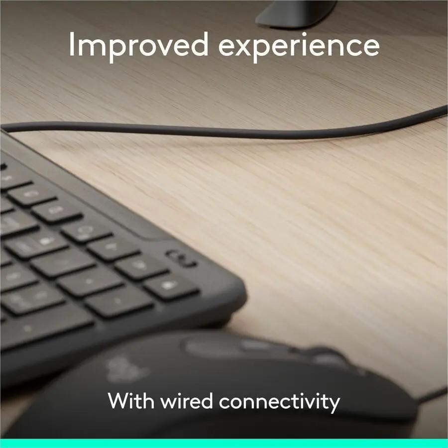 Logitech Signature Slim Wired K620 for Business, Full-Size Keyboard, USB-C Plug-and-Play, scissor keys, Graphite