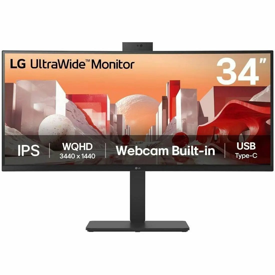 LG UltraWide 34BA85QE-B 34-inch UWQHD IPS monitor with built-in webcam, black