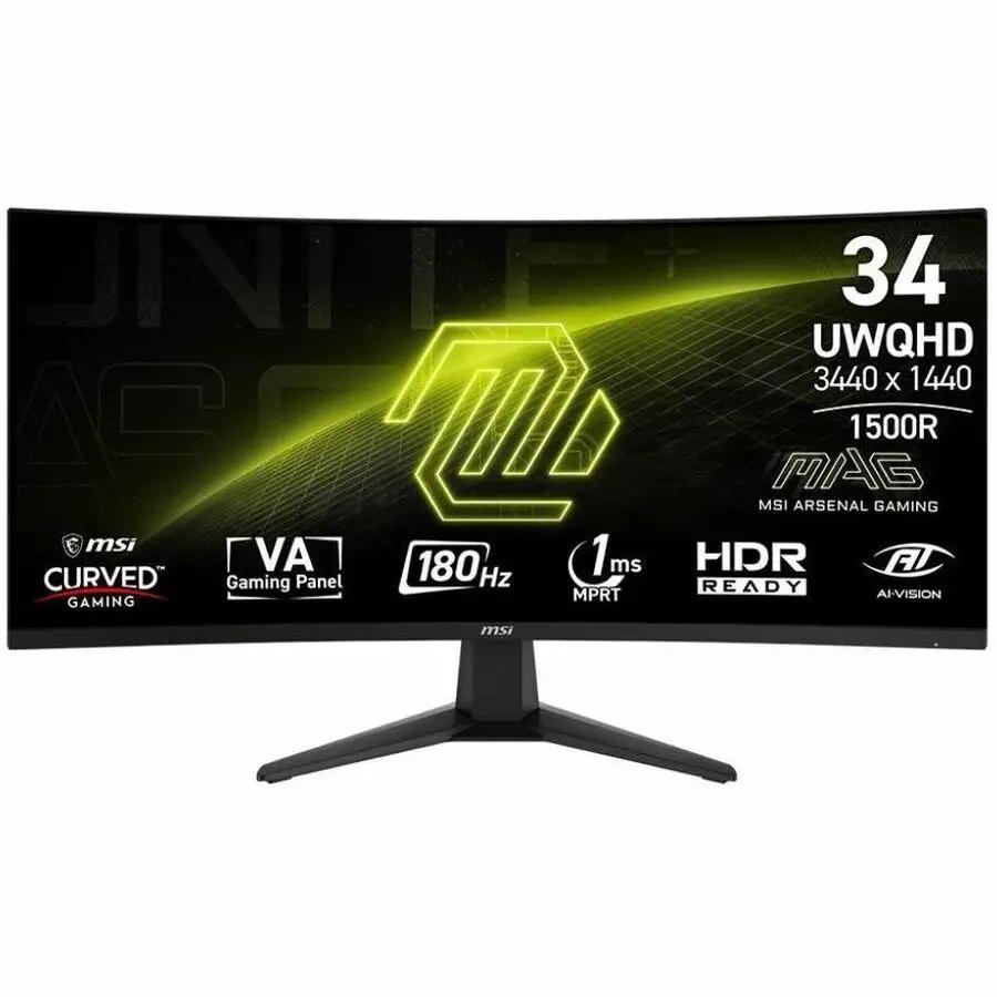 MSI MAG 346CQ 34-inch UWQHD VA 180Hz curved gaming monitor on a stand