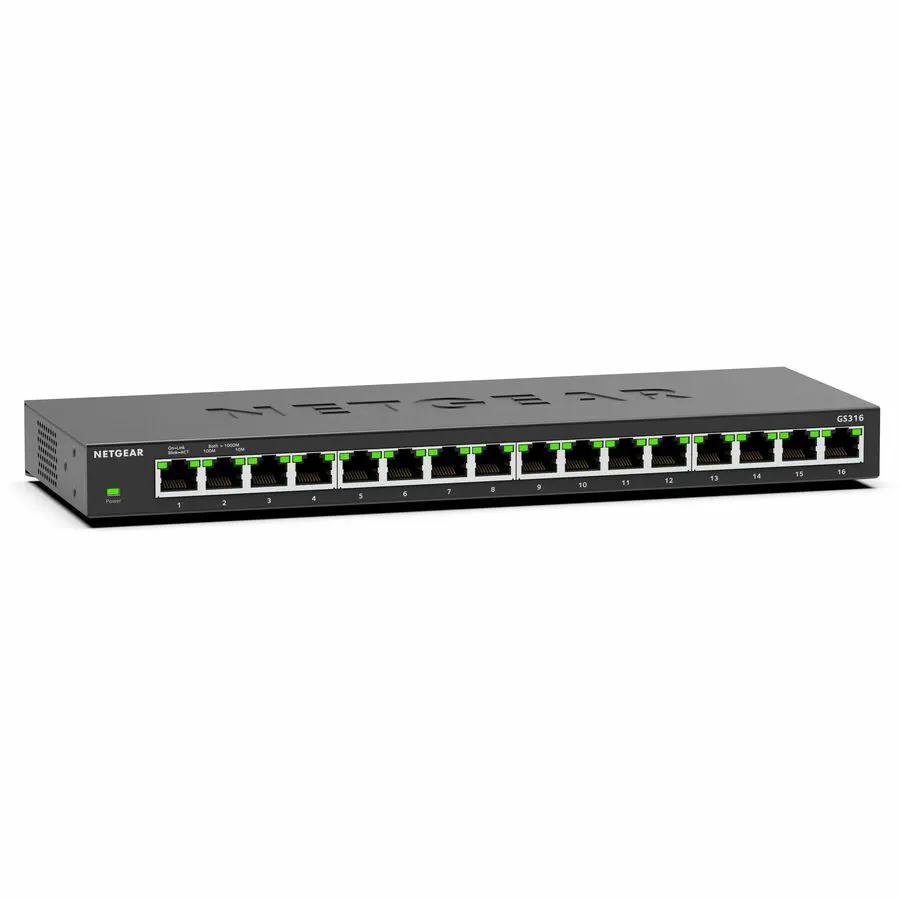 NETGEAR 16-port Gigabit Unmanaged Switch with green link LEDs
