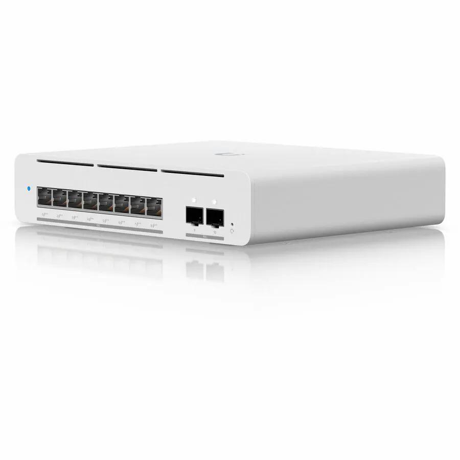 Ubiquiti UniFi Pro XG 8-Port 10GbE PoE SFP+ switch, white desktop network switch