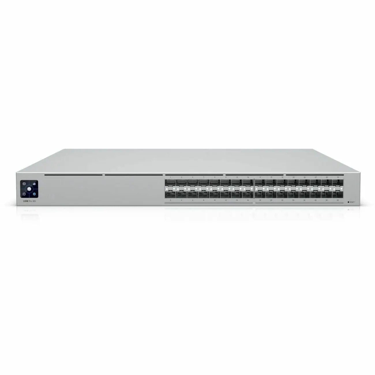 Ubiquiti Pro XG Aggregation 32-Port SFP managed switch in silver chassis