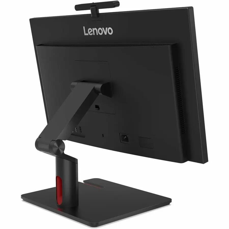 Lenovo ThinkCentre M90a Gen 6 All-in-One PC on a black adjustable desk stand