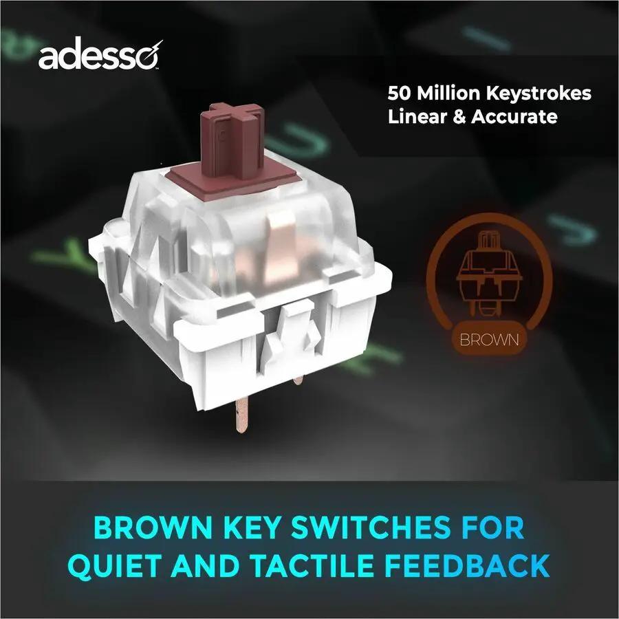 Adesso EasyTouch 130 Full Sized Wired Mechanical Keyboard With CoPilot AI Hotkey