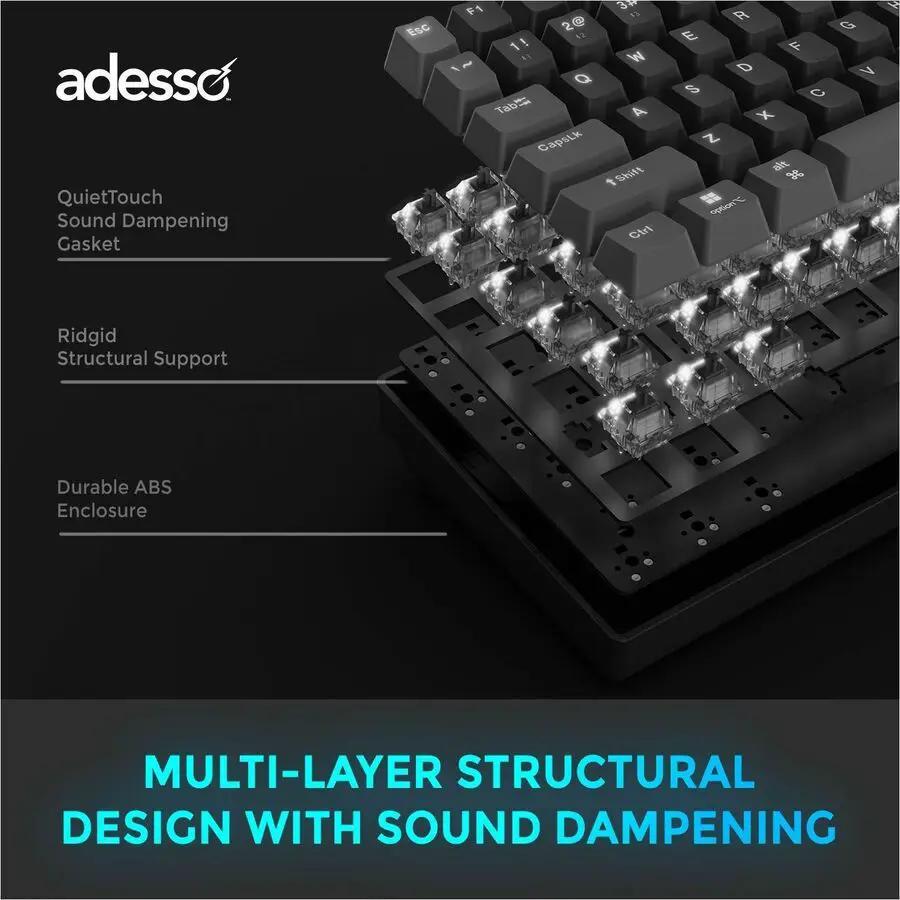 Adesso EasyTouch 130 Full Sized Wired Mechanical Keyboard With CoPilot AI Hotkey