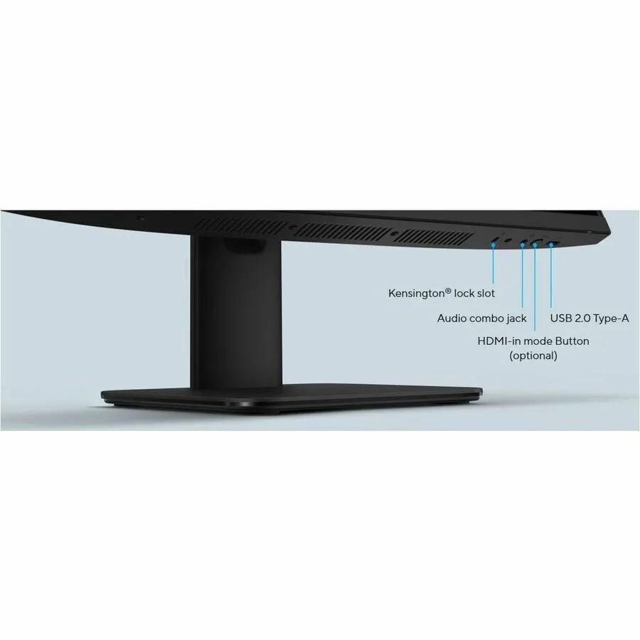 ASUS Expert Center AIO PC side view in black showing Kensington lock slot, audio jack, USB 2.0 Type-A