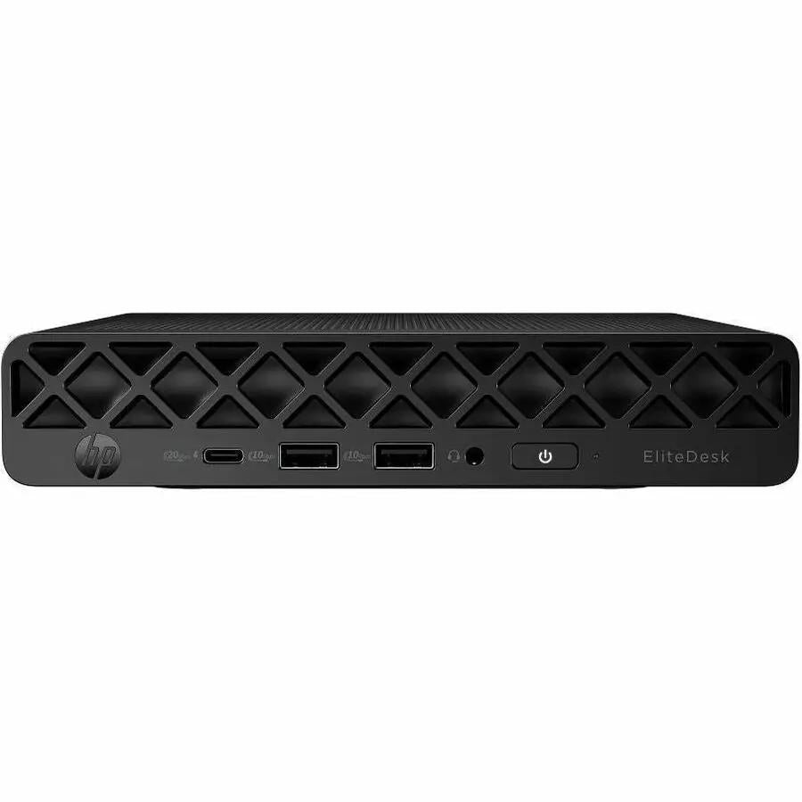 HP EliteDesk 8 Mini G1i desktop front view, black with power button and USB ports