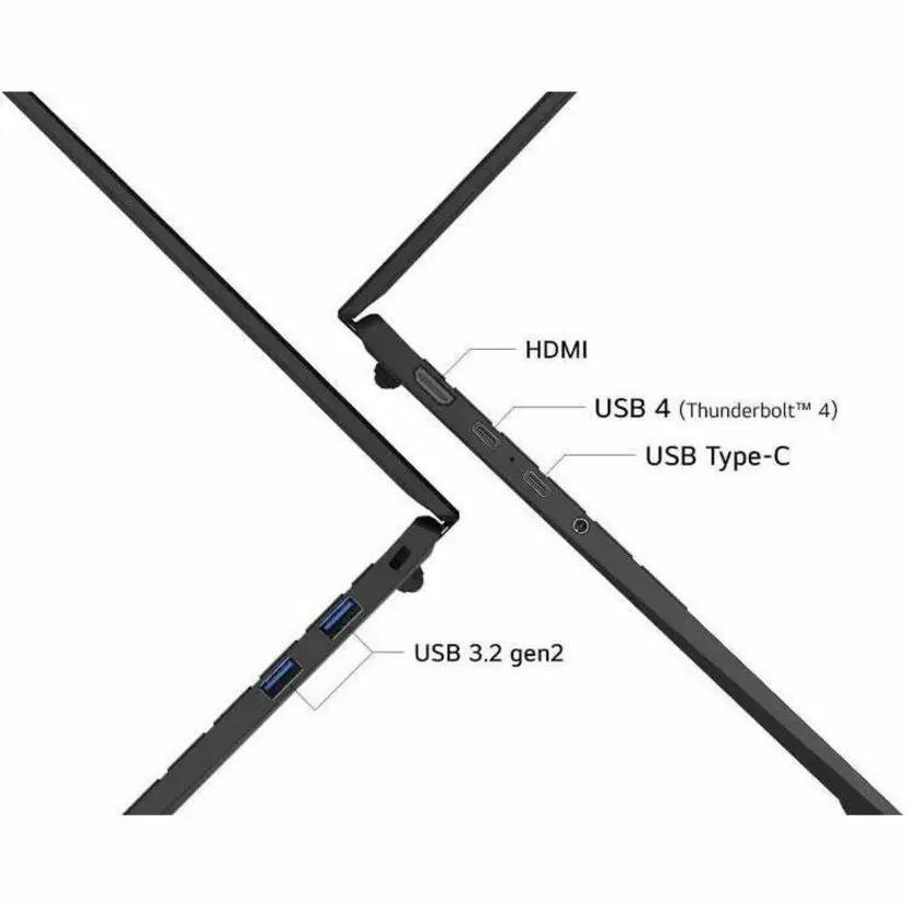 LG Gram 15 laptop side view with HDMI, USB Type-C, USB 4 (Thunderbolt 4), and USB 3.2 Gen2 ports
