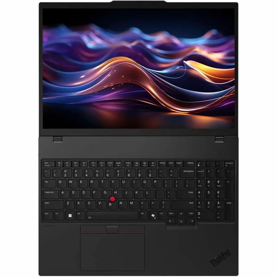 Lenovo ThinkPad P16s Laptop in black with red TrackPoint, 16-inch display, ThinkPad branding visible.