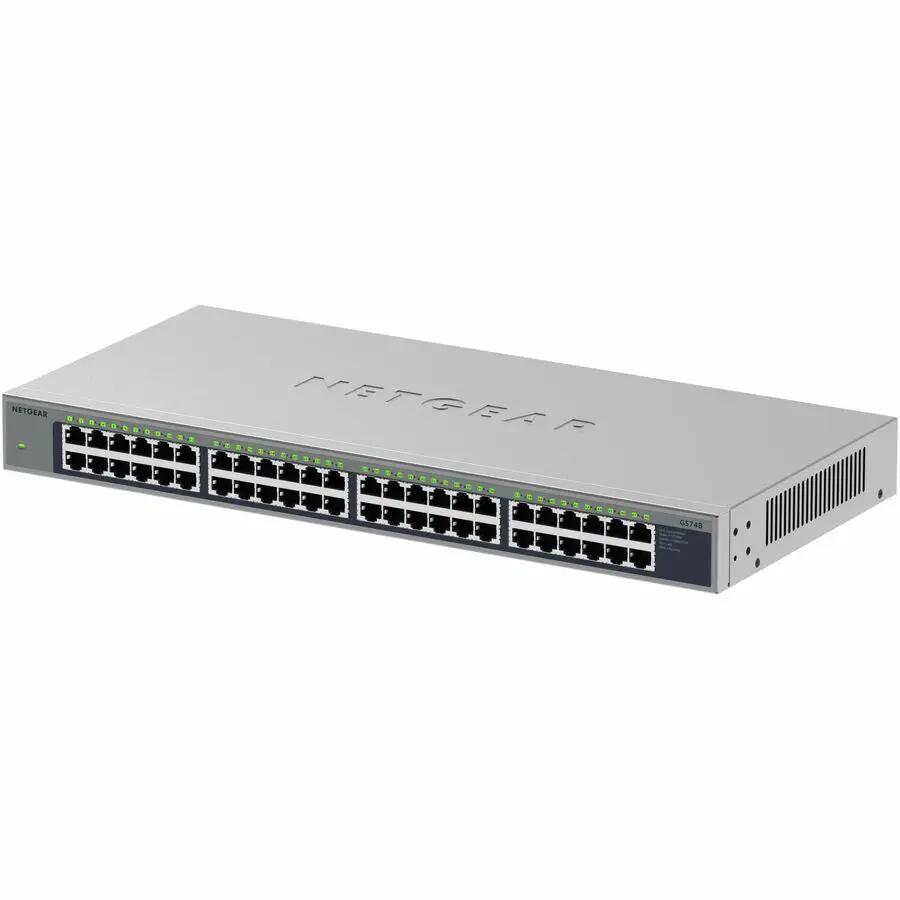 NETGEAR ProSAFE GS748TP 48-Port Gigabit PoE+ Unmanaged Switch with green LED indicators
