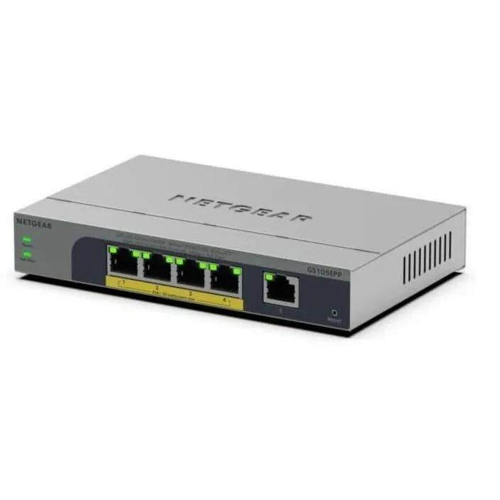 NETGEAR Easy Smart 5-Port Gigabit PoE+ Managed Switch with gray metal chassis